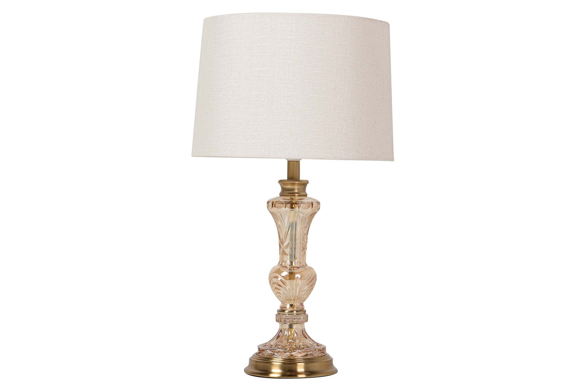 CANDEEIRO DE MESA DE VIDRO METALIZADO 31x31x52 CM