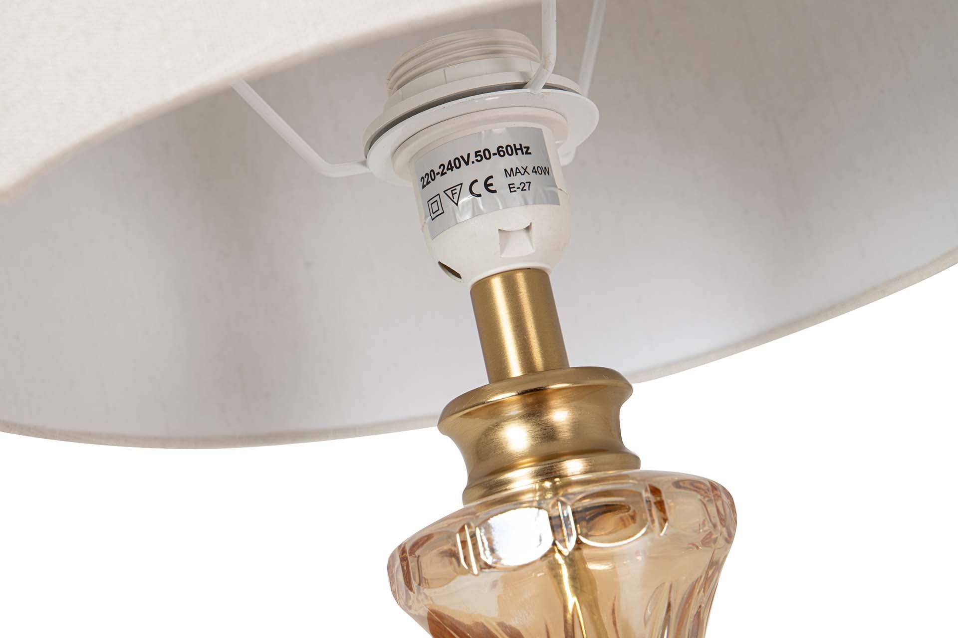 CANDEEIRO DE MESA DE VIDRO METALIZADO 31x31x52 CM