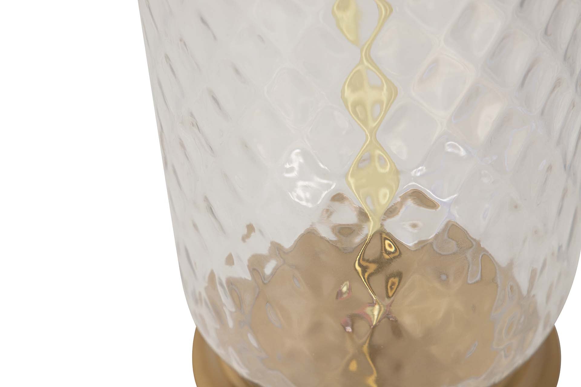 CANDEEIRO DE MESA DE VIDRO METALIZADO 33x33x57 CM