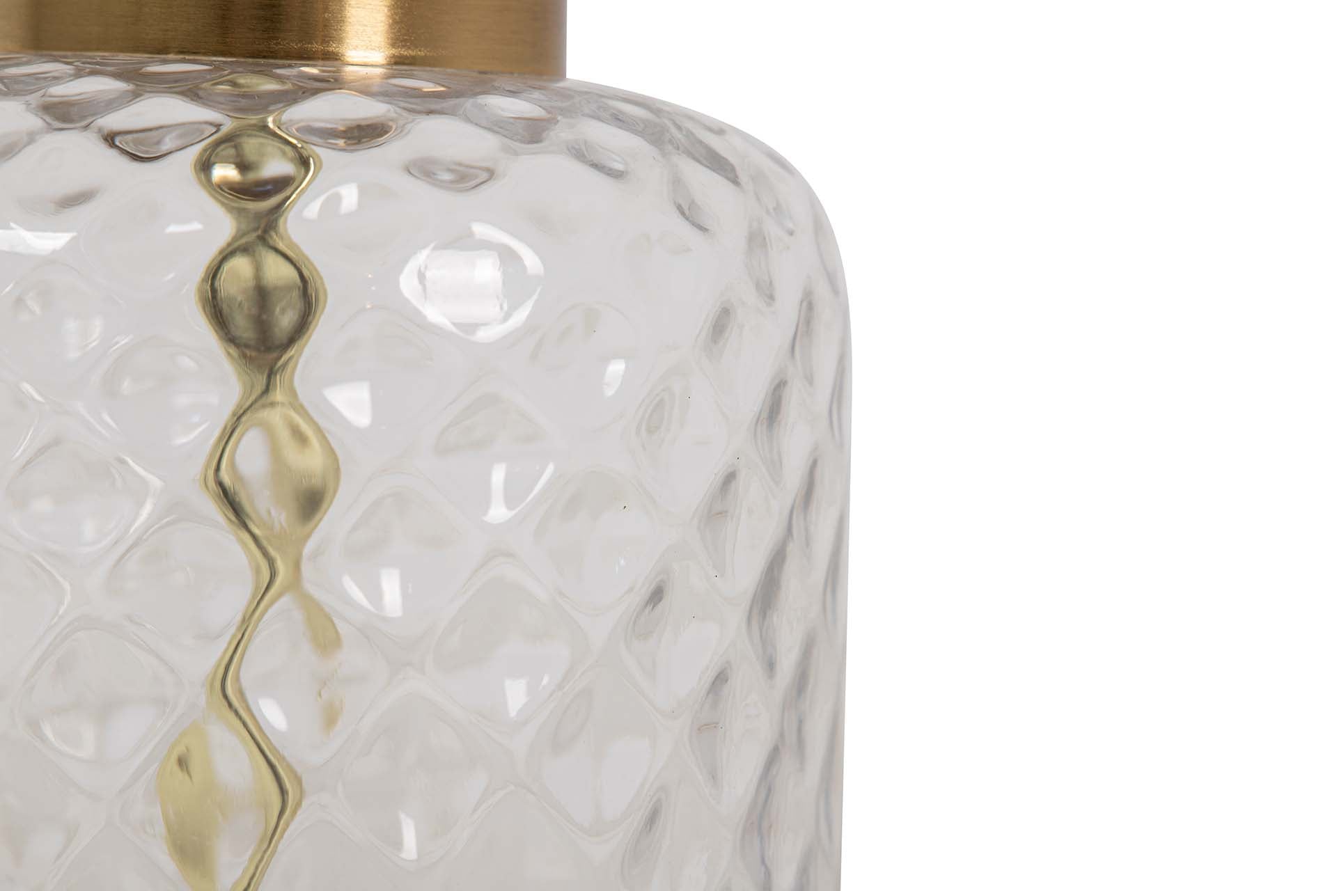 CANDEEIRO DE MESA DE VIDRO METALIZADO 33x33x57 CM