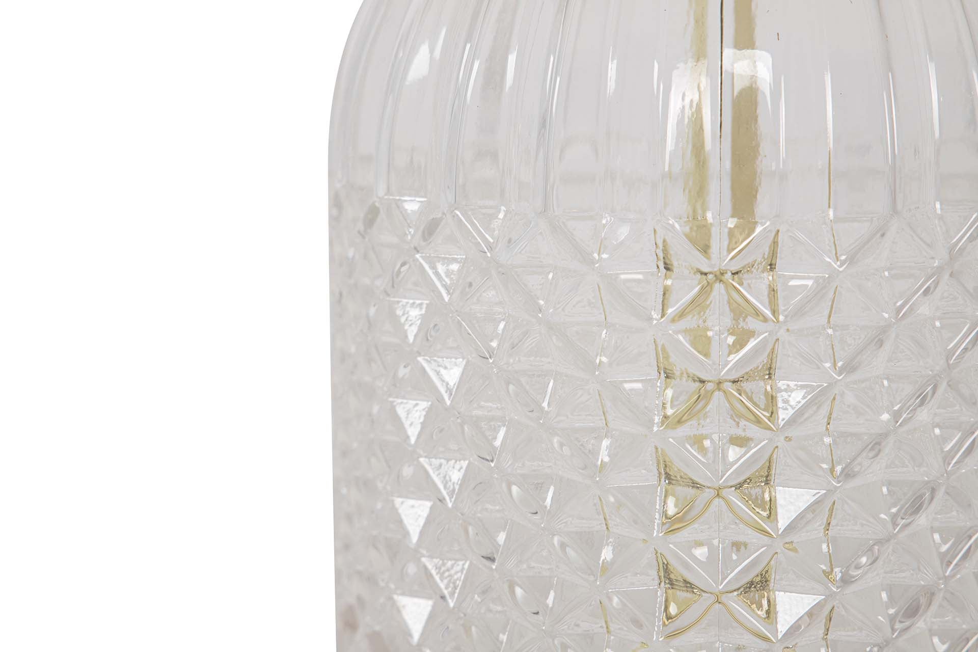 CANDEEIRO DE MESA DE VIDRO METALIZADO 38x38x62 CM