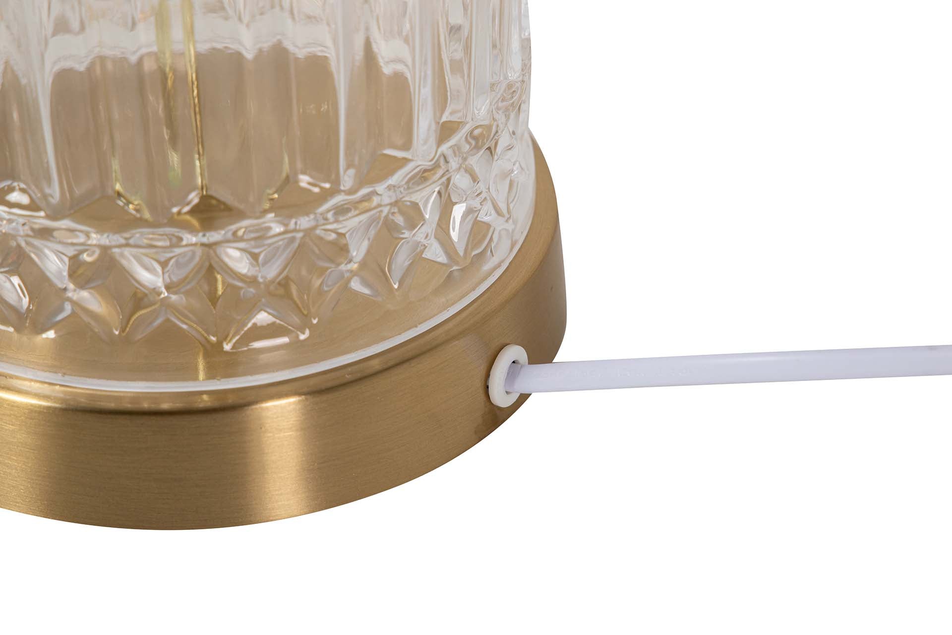 CANDEEIRO DE MESA DE VIDRO METALIZADO 38x38x62 CM