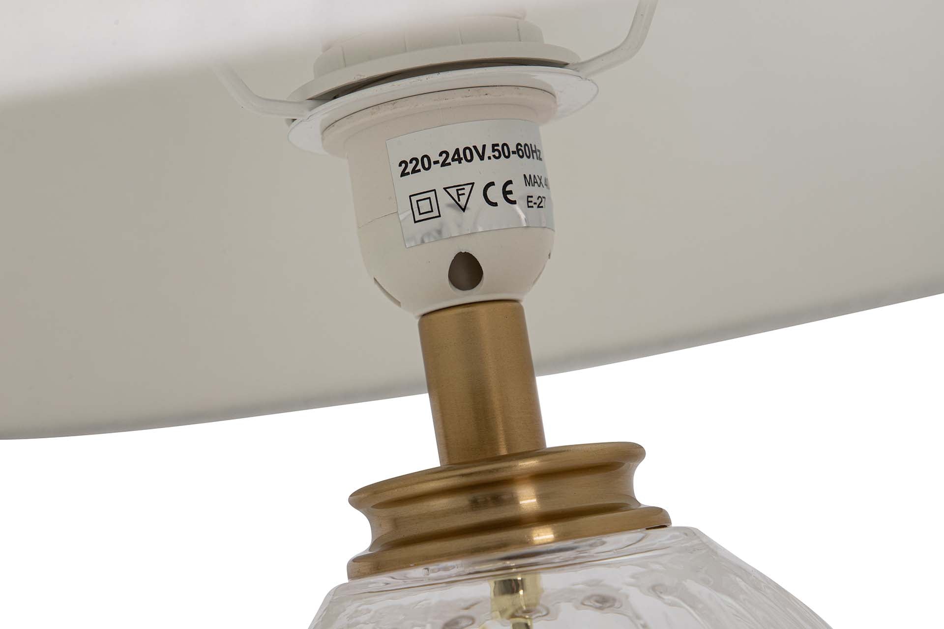 CANDEEIRO DE MESA DE VIDRO METALIZADO 38x38x62 CM