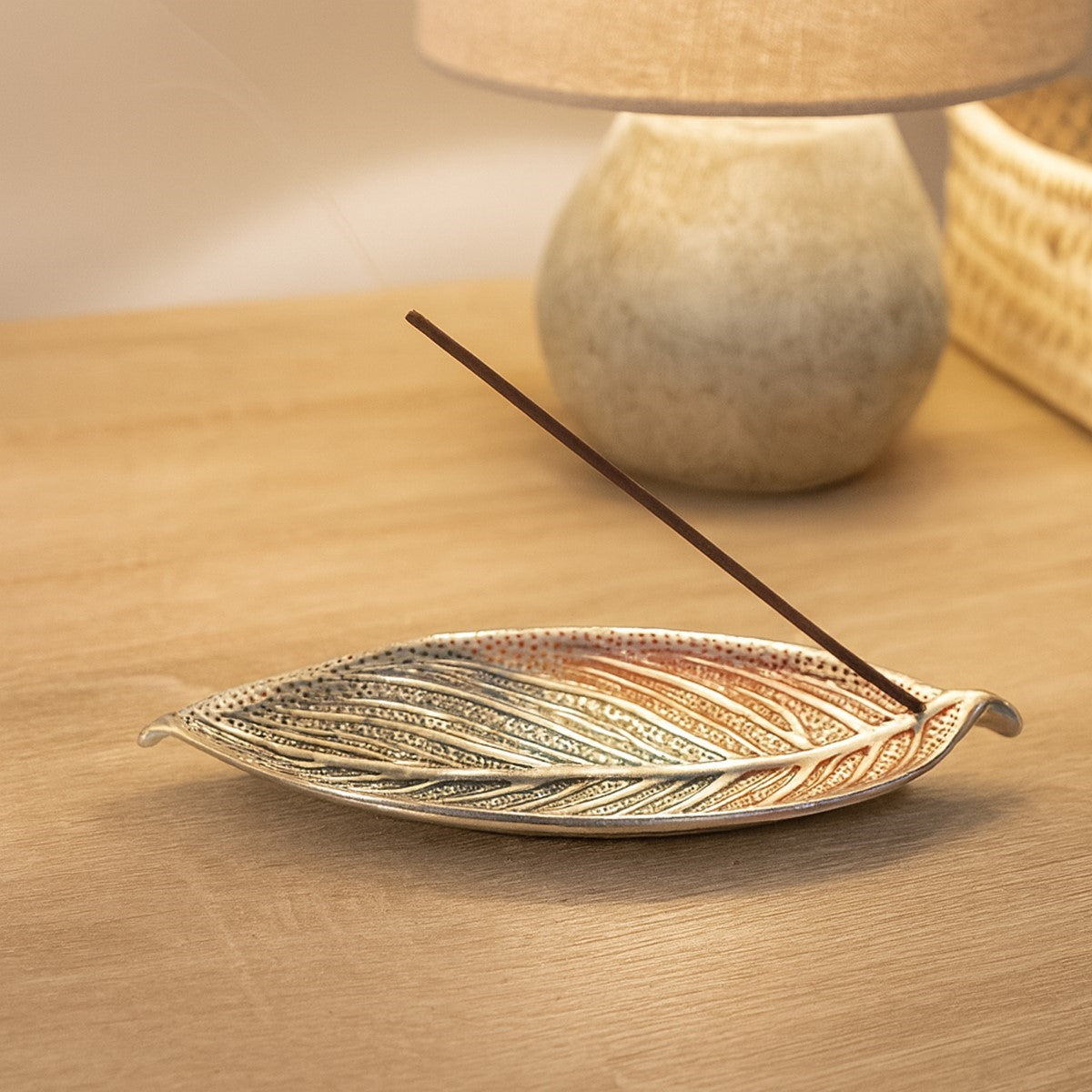 Plato Quemador Incienso Hoja