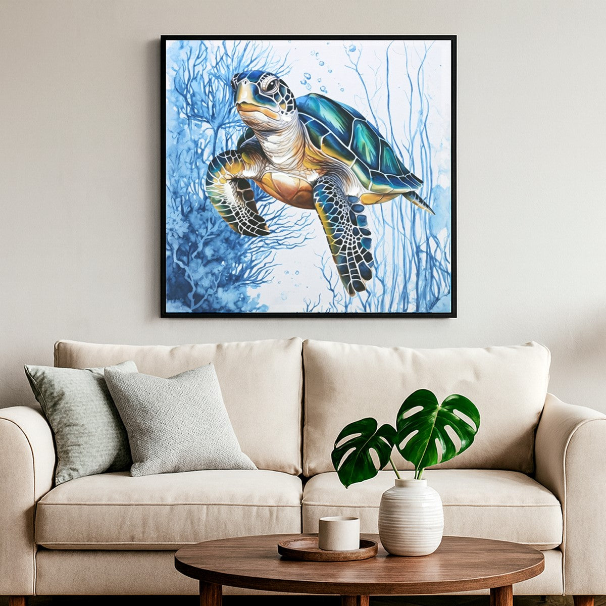 Cuadro Tortuga 62X62Cm