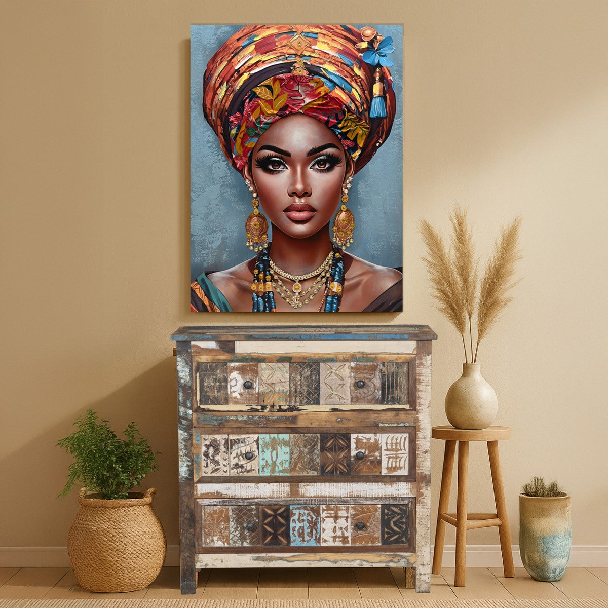 Cuadro Mujer Africana 90X120Cm