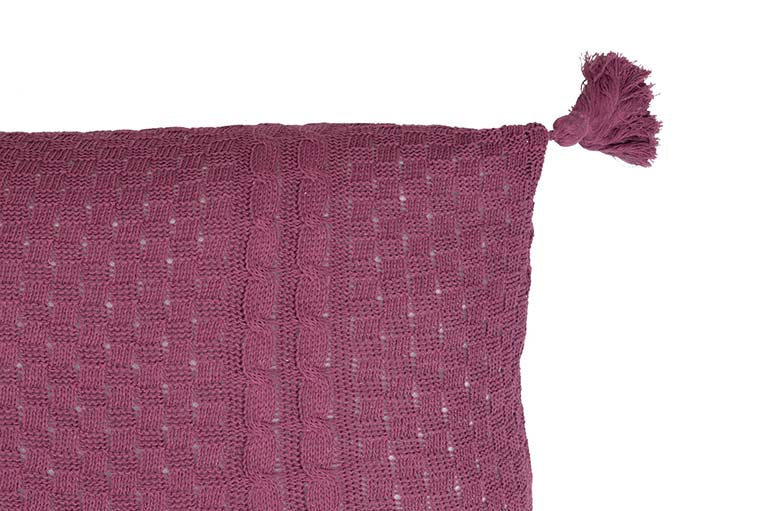 EGGPLANT TASSELS THREAD CUSHION 60x15x40 CM - Min.2 units