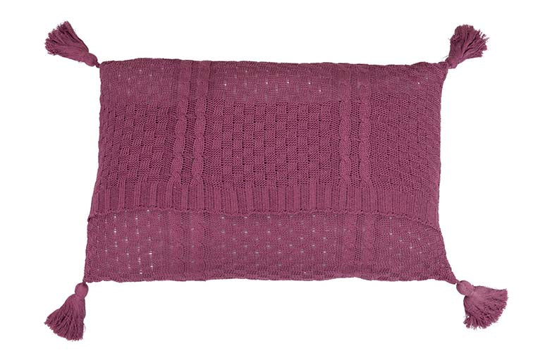 EGGPLANT TASSELS THREAD CUSHION 60x15x40 CM - Min.2 units