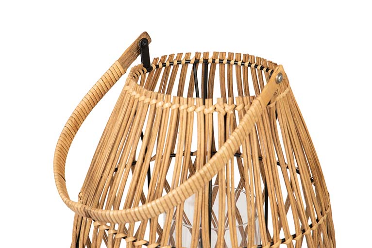 NATURAL BAMBOO-METAL LANTERN 29x29x42 CM