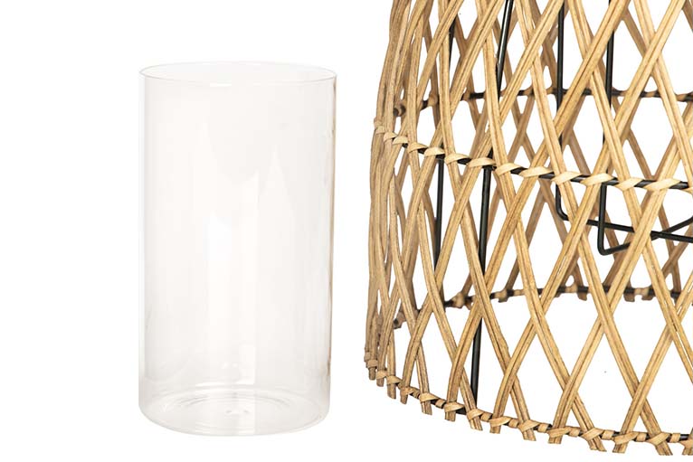 NATURAL BAMBOO-METAL LANTERN 29x29x42 CM