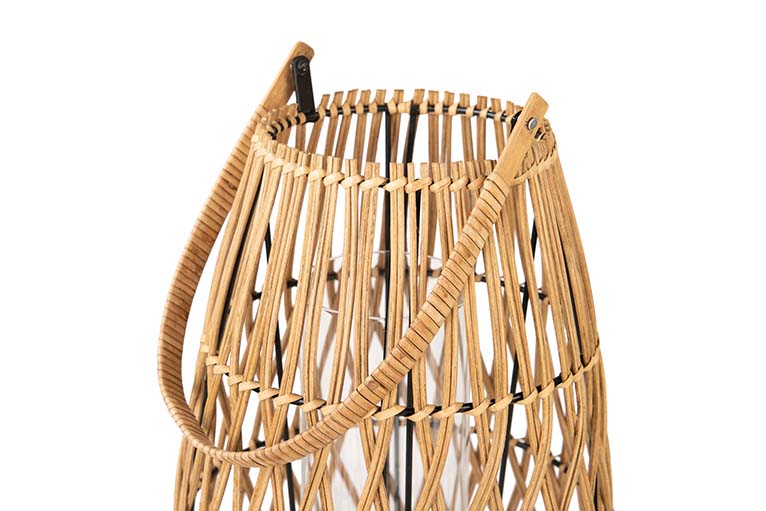 LANTERNA DE BAMBU-METAL NATURAL 25x25x34 CM