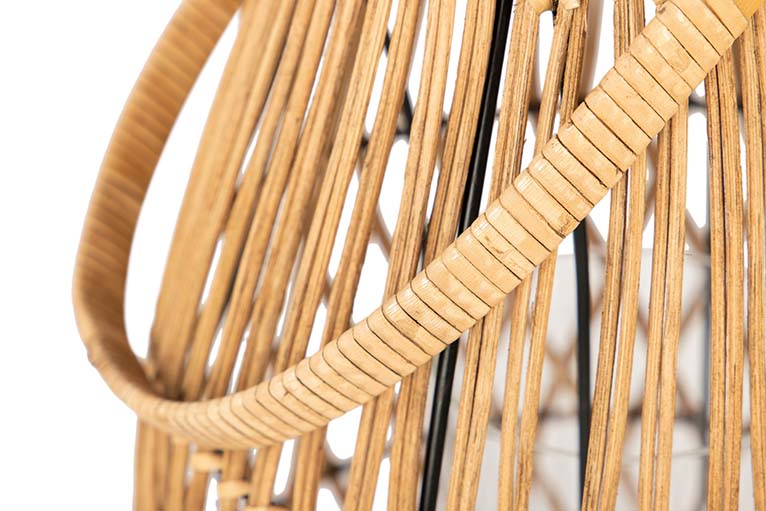 LANTERNA DE BAMBU-METAL NATURAL 25x25x34 CM