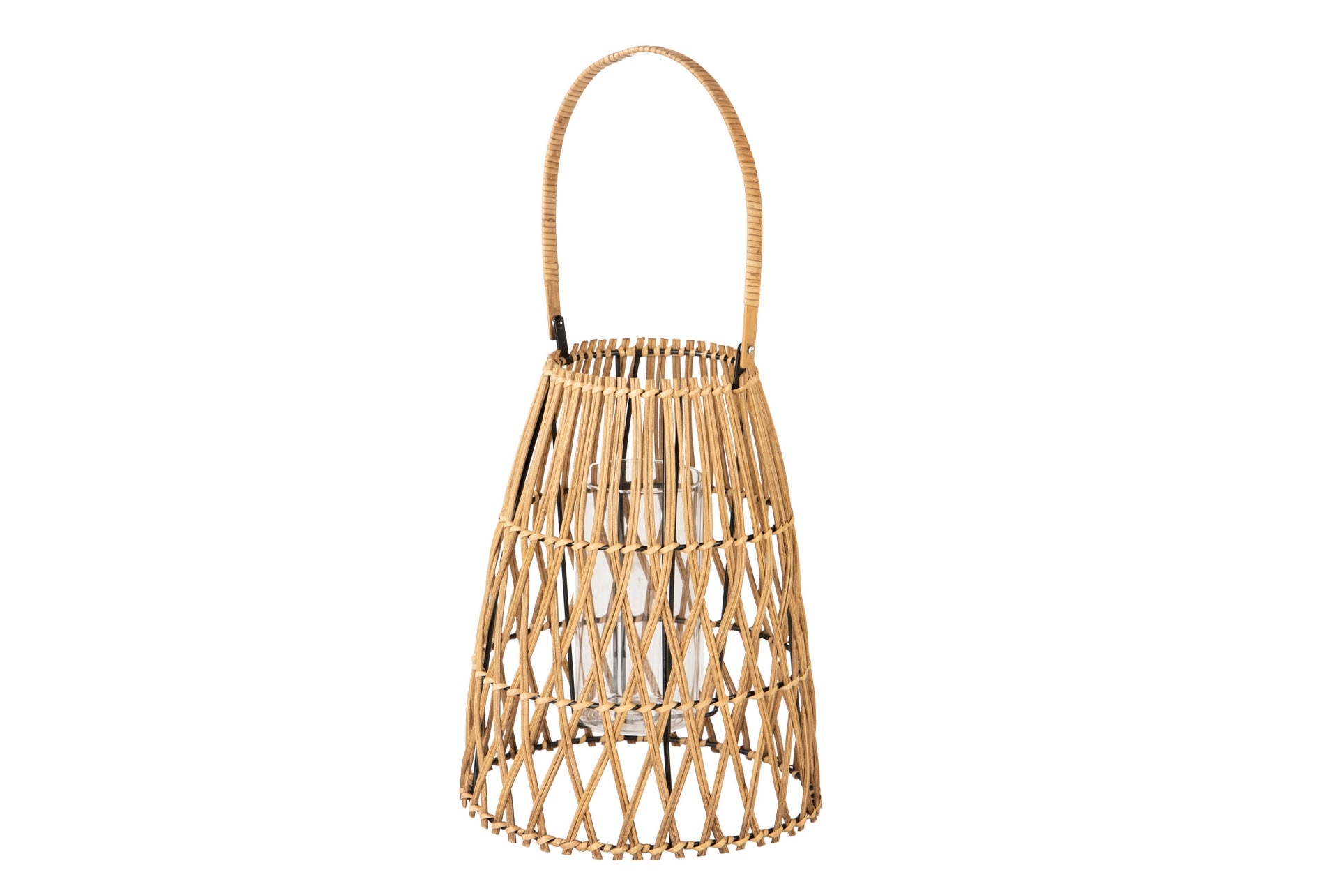 LANTERNA DE BAMBU-METAL NATURAL 25x25x34 CM