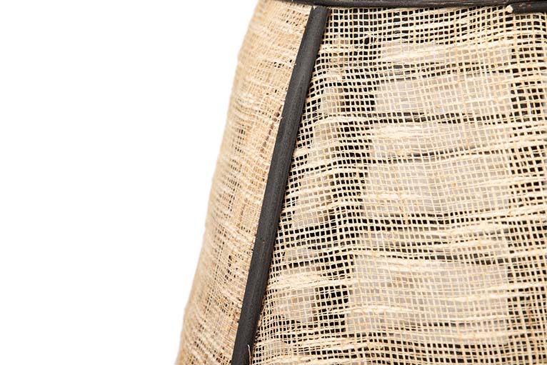BAMBOO LANTERN-NATURAL LINEN-BLACK 37x37x45 CM