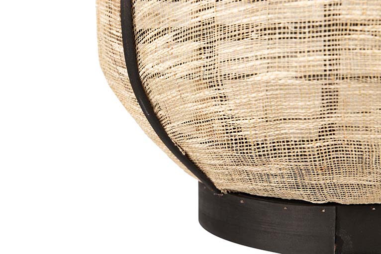 BAMBOO LANTERN-NATURAL LINEN-BLACK 37x37x45 CM