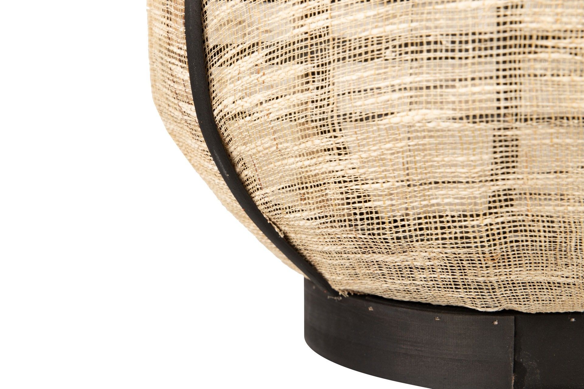 BAMBOO LANTERN-NATURAL LINEN-BLACK 37x37x45 CM