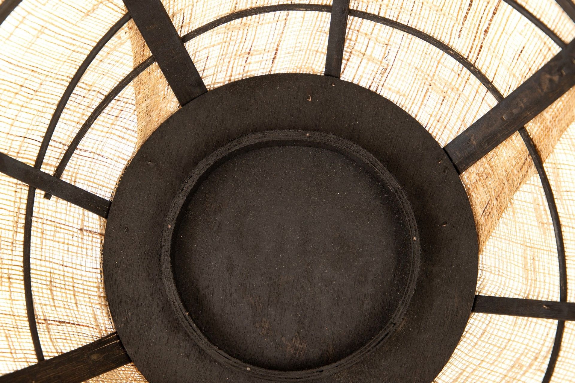 LANTERNA DE BAMBU-LINHO NATURAL-PRETO 37x37x45 CM
