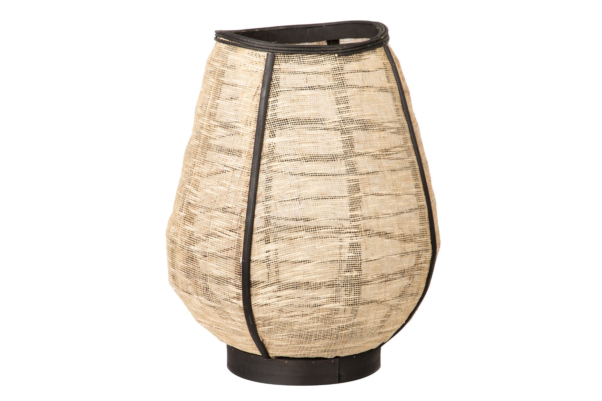 BAMBOO LANTERN-NATURAL LINEN-BLACK 37x37x45 CM