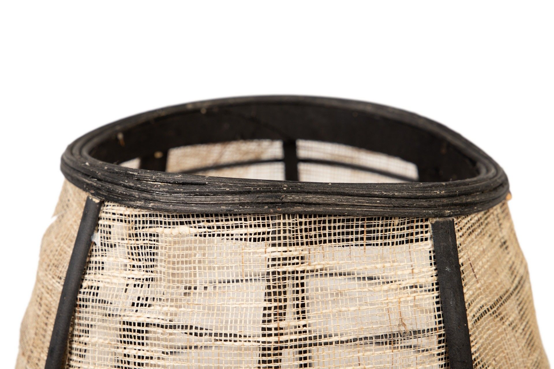 BAMBOO LANTERN-NATURAL LINEN-BLACK 33x33x39.5 CM