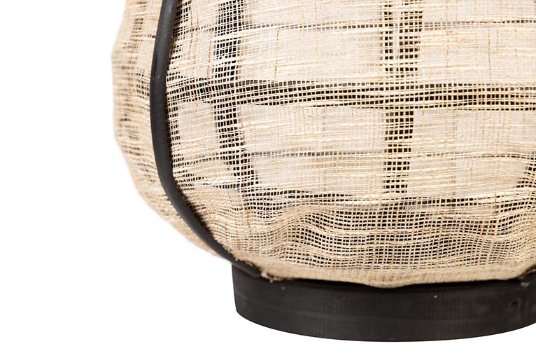 BAMBOO LANTERN-NATURAL LINEN-BLACK 33x33x39.5 CM