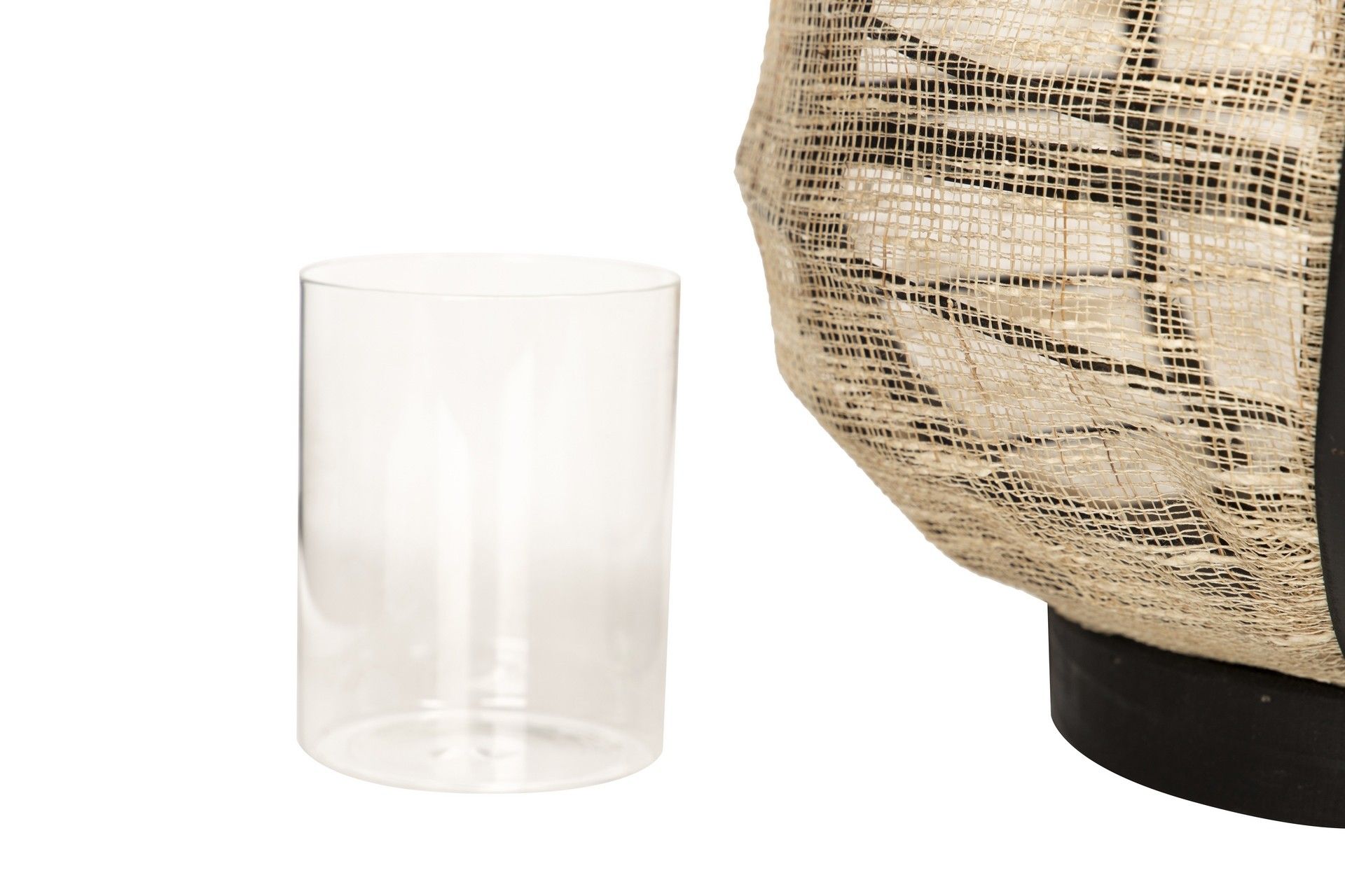 LANTERNA DE BAMBU-LINHO NATURAL-PRETO 33x33x39,5 CM