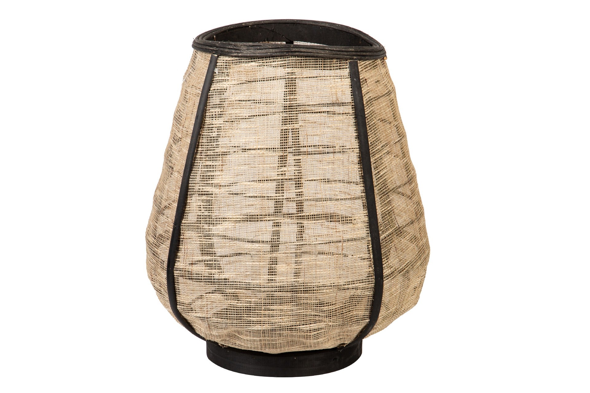 BAMBOO LANTERN-NATURAL LINEN-BLACK 33x33x39.5 CM