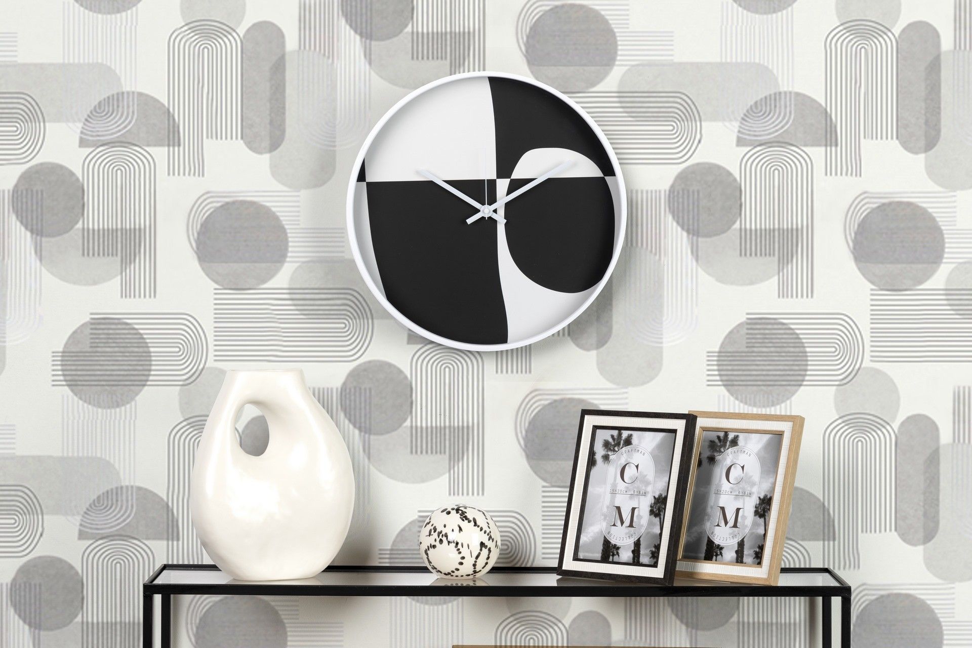 RELOJ PARED METAL BLANCO NEGRO 40x4,5X40 CM