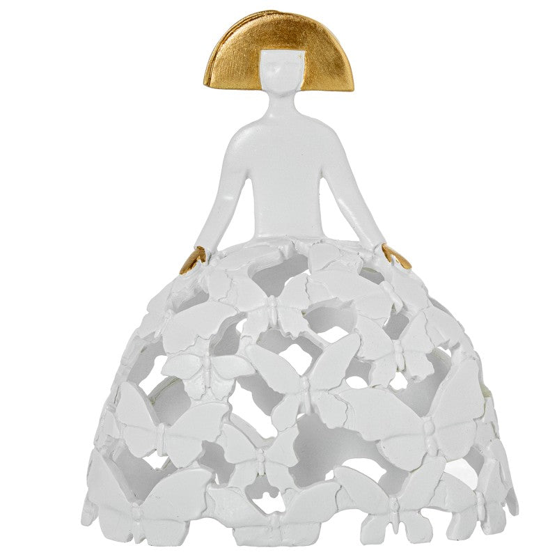 Figura Menina 23cm Resina Blanca Calada