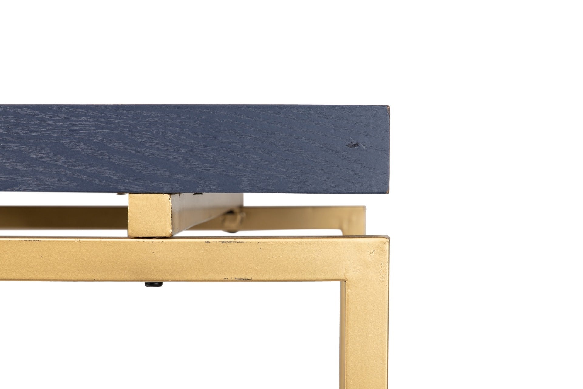 MESA DE JANTAR AZUL-DOURADO MADEIRA-METAL 180x90x80 CM