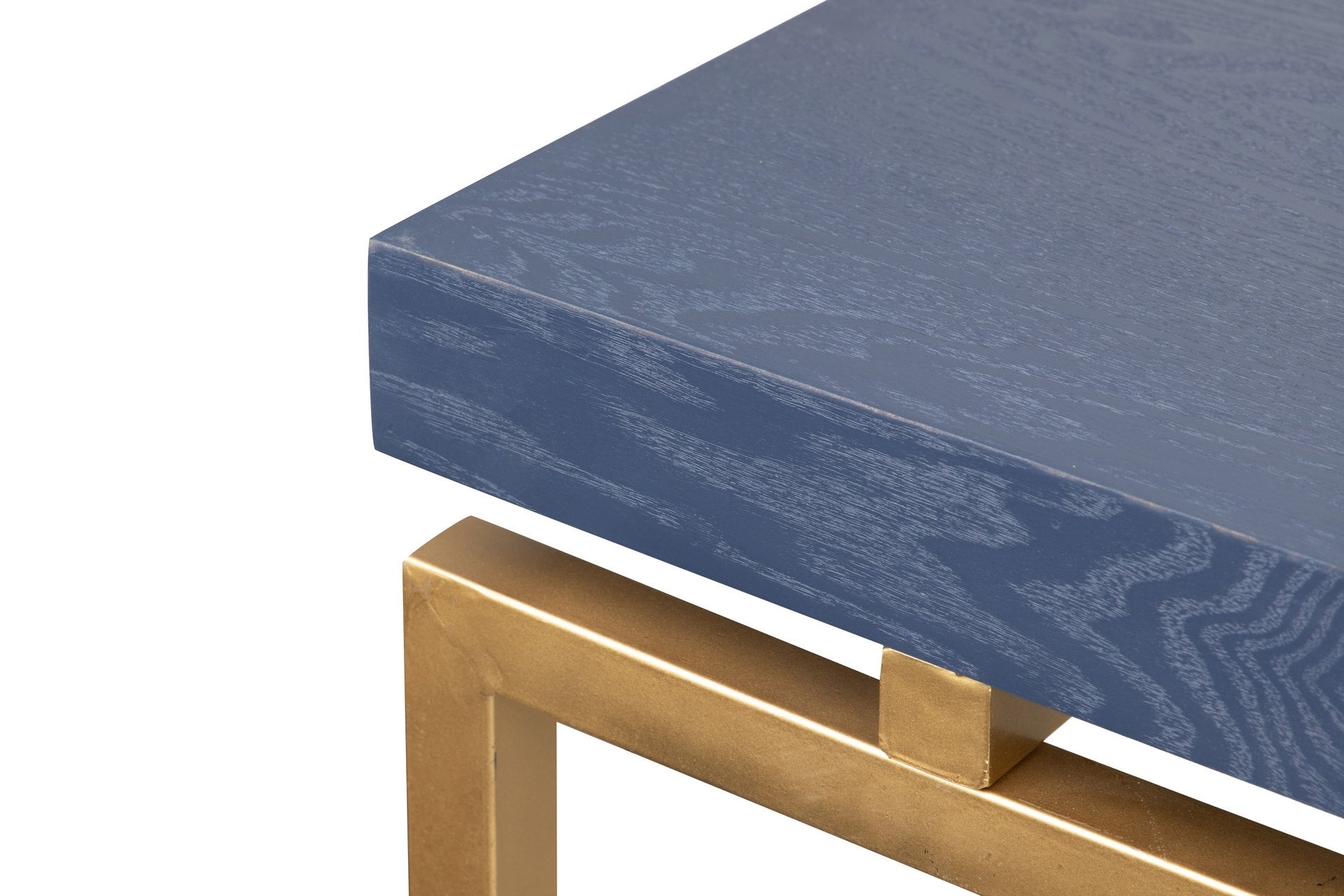 MESA DE JANTAR AZUL-DOURADO MADEIRA-METAL 180x90x80 CM