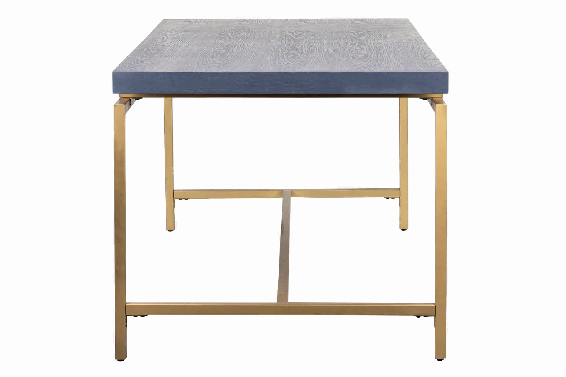 MESA DE JANTAR AZUL-DOURADO MADEIRA-METAL 180x90x80 CM