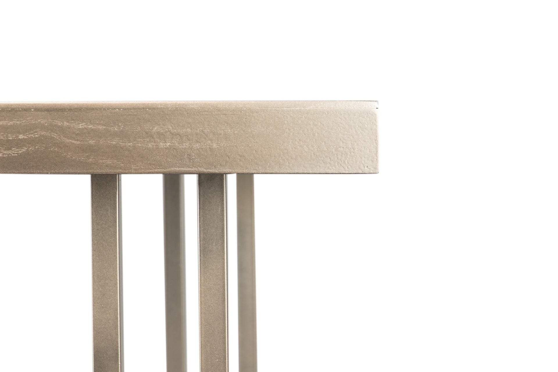 MESA DE JANTAR DE MADEIRA E METAL CHAMPAGNE 180x90x77 CM