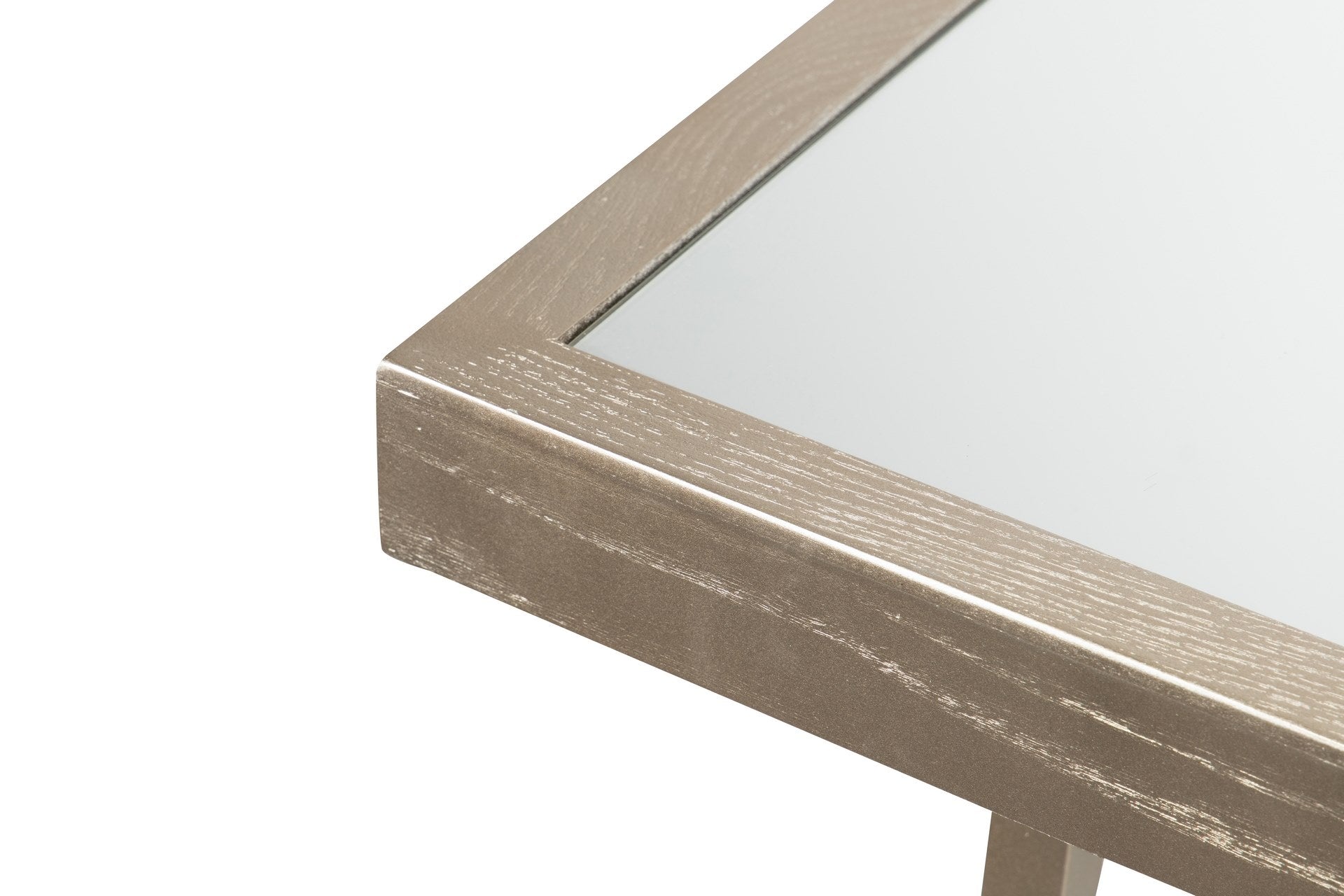 MESA DE JANTAR DE MADEIRA E METAL CHAMPAGNE 180x90x77 CM