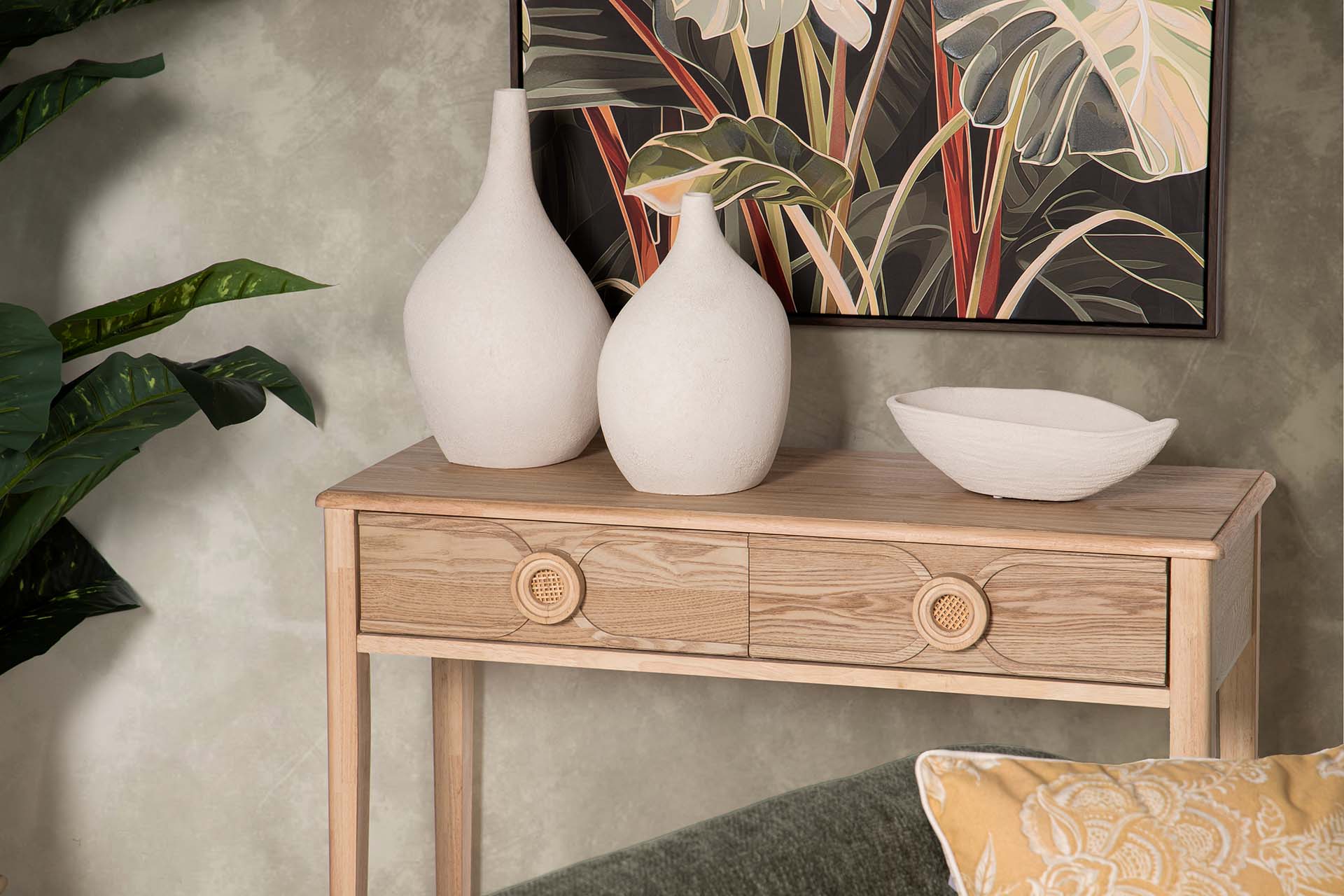 CONSOLA MDF BLANCO MARRON 100x39x77 CM