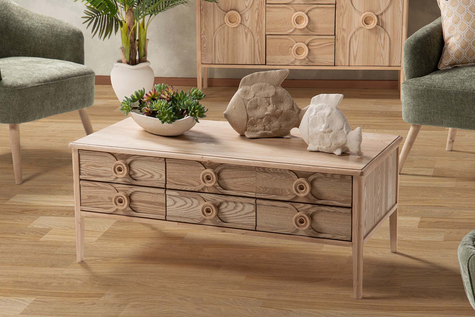 MESA DE CENTRO EM MDF MARROM 110x56x45CM