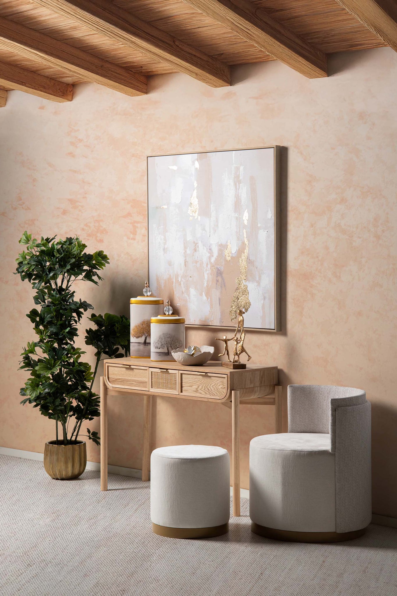 BROWN MDF CONSOLE 108x40x77 CM