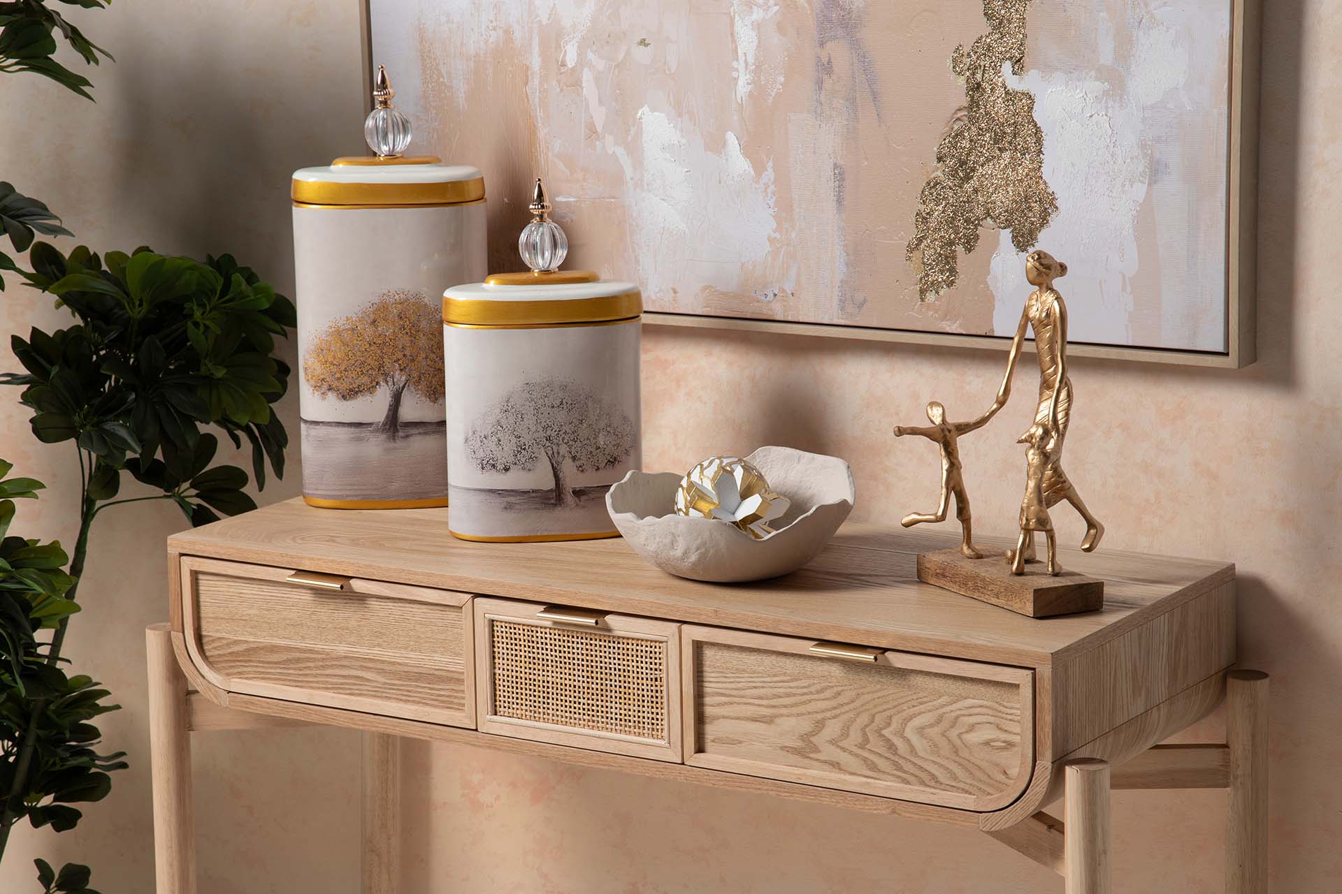 BROWN MDF CONSOLE 108x40x77 CM