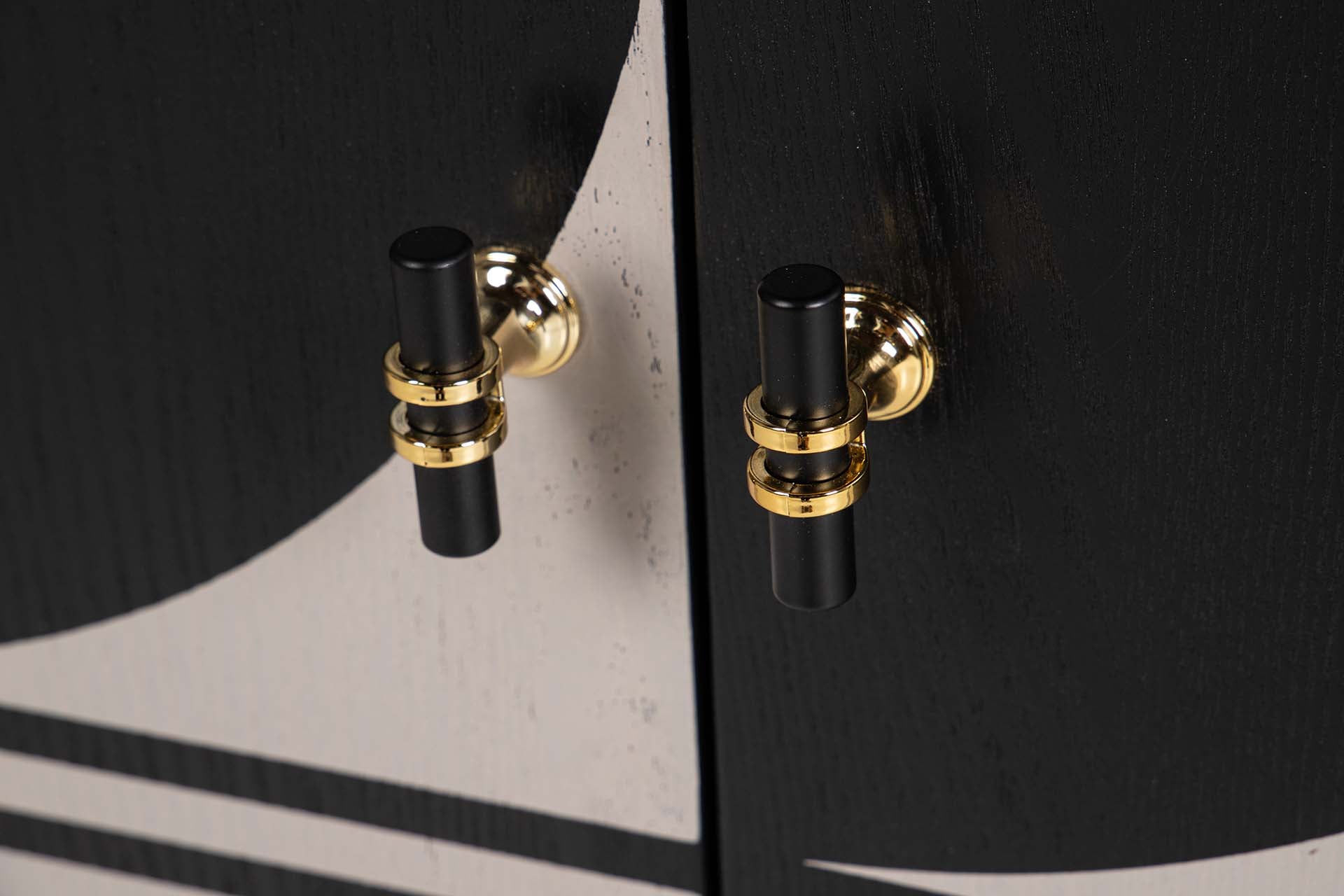 BLACK WHITE METAL MDF SIDEBOARD 160x40x80 CM