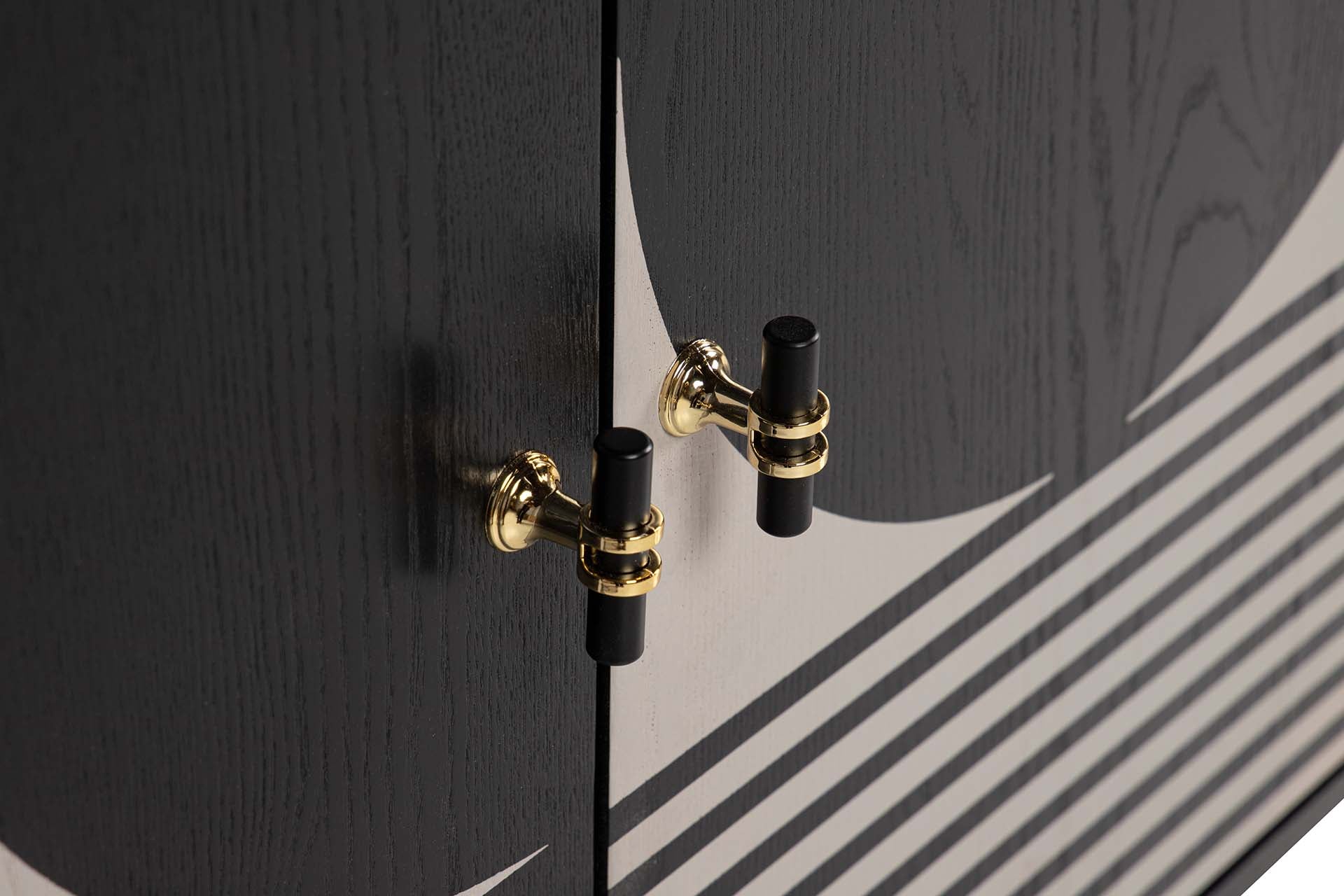 BLACK WHITE METAL MDF SIDEBOARD 160x40x80 CM