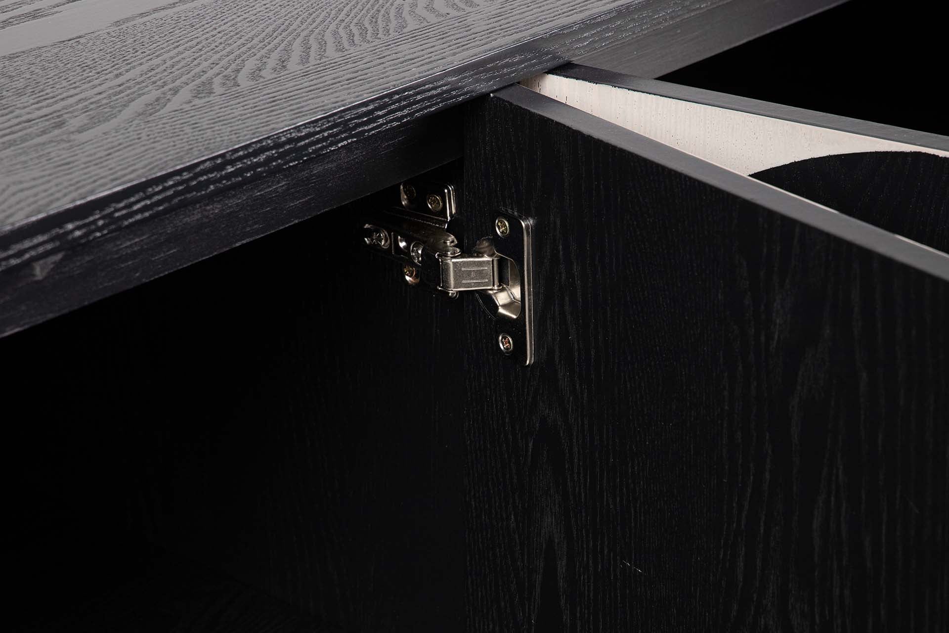 BLACK WHITE METAL MDF SIDEBOARD 160x40x80 CM