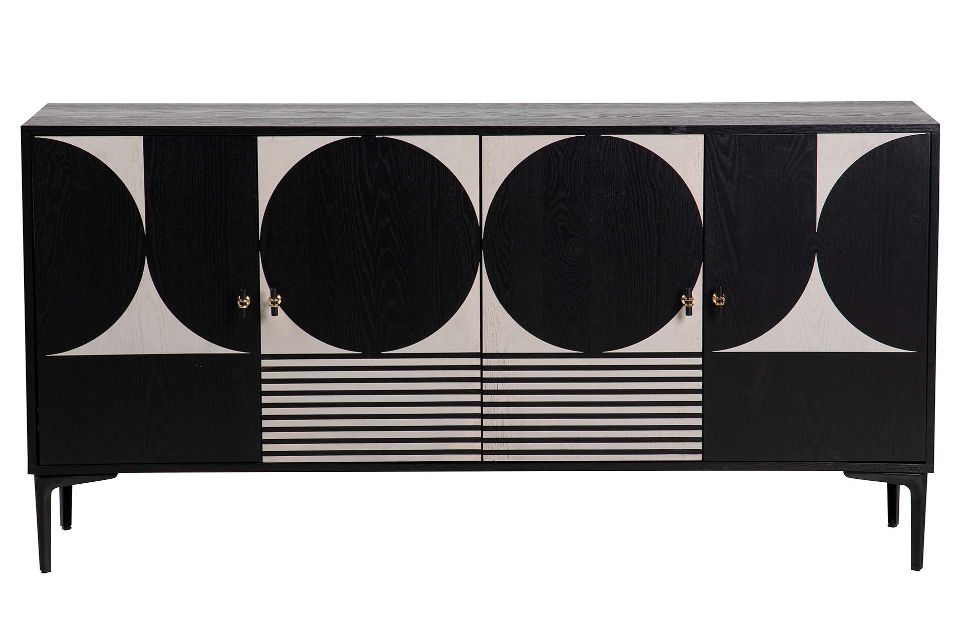 BLACK WHITE METAL MDF SIDEBOARD 160x40x80 CM