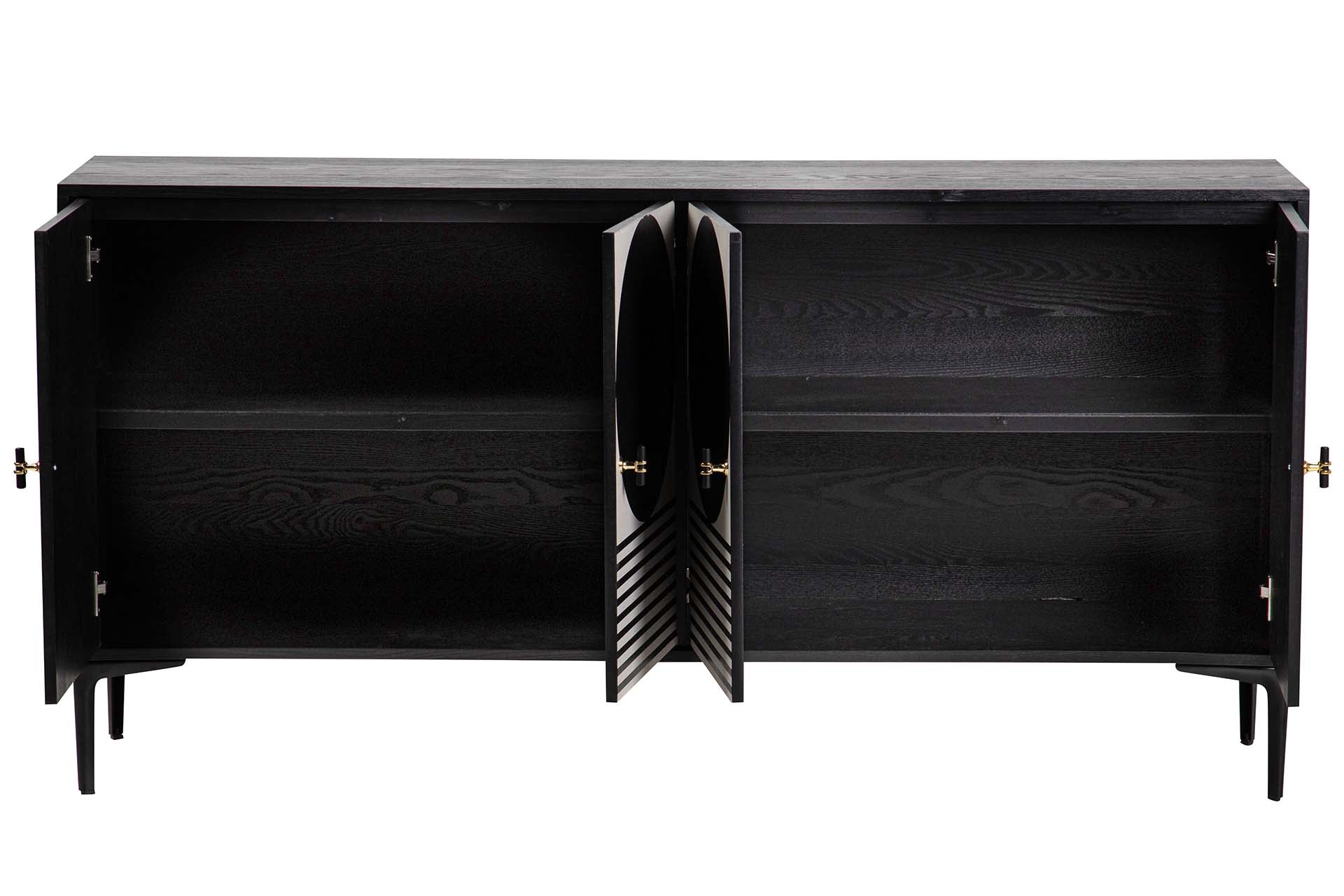 BLACK WHITE METAL MDF SIDEBOARD 160x40x80 CM