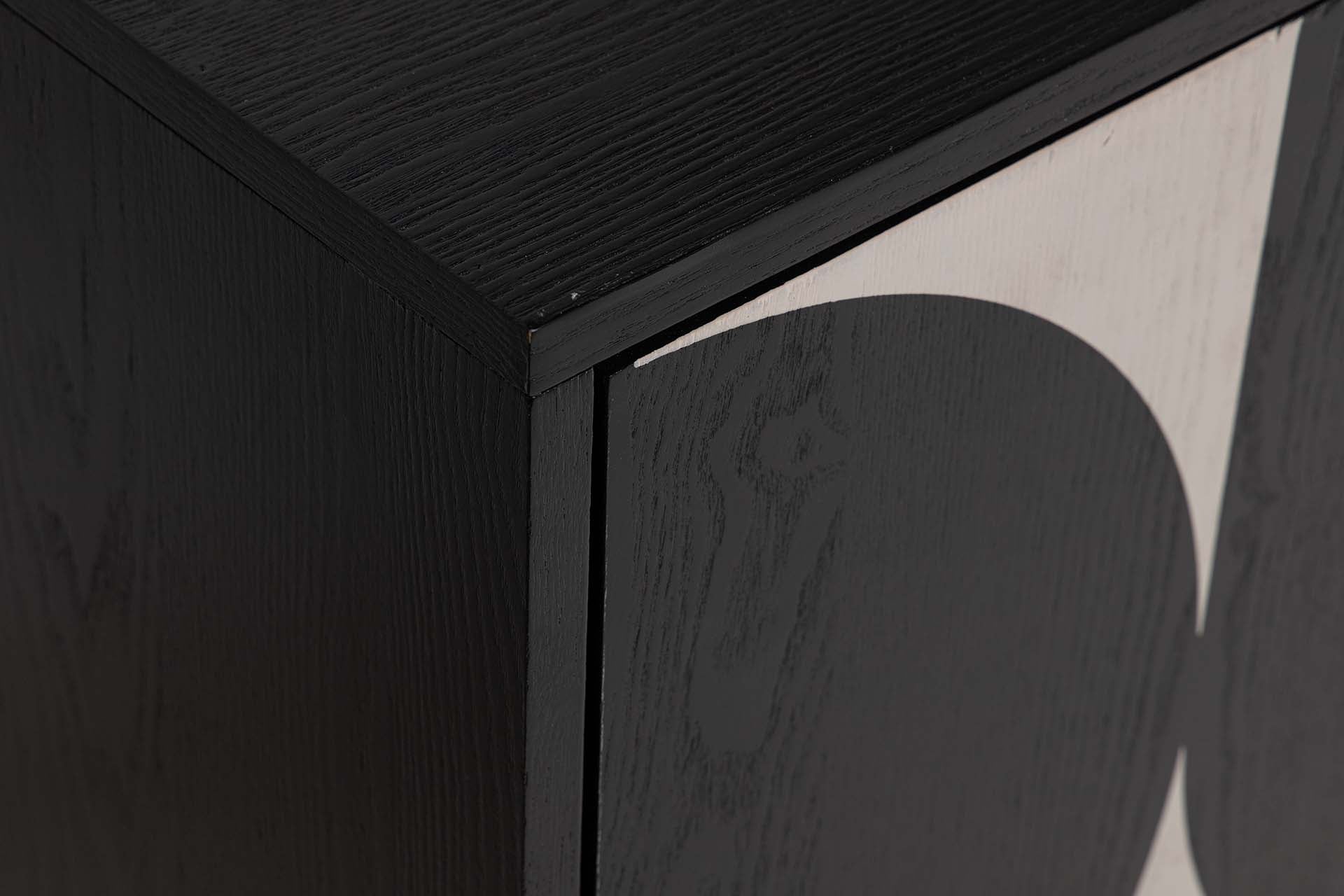 BLACK WHITE METAL MDF SIDEBOARD 160x40x80 CM