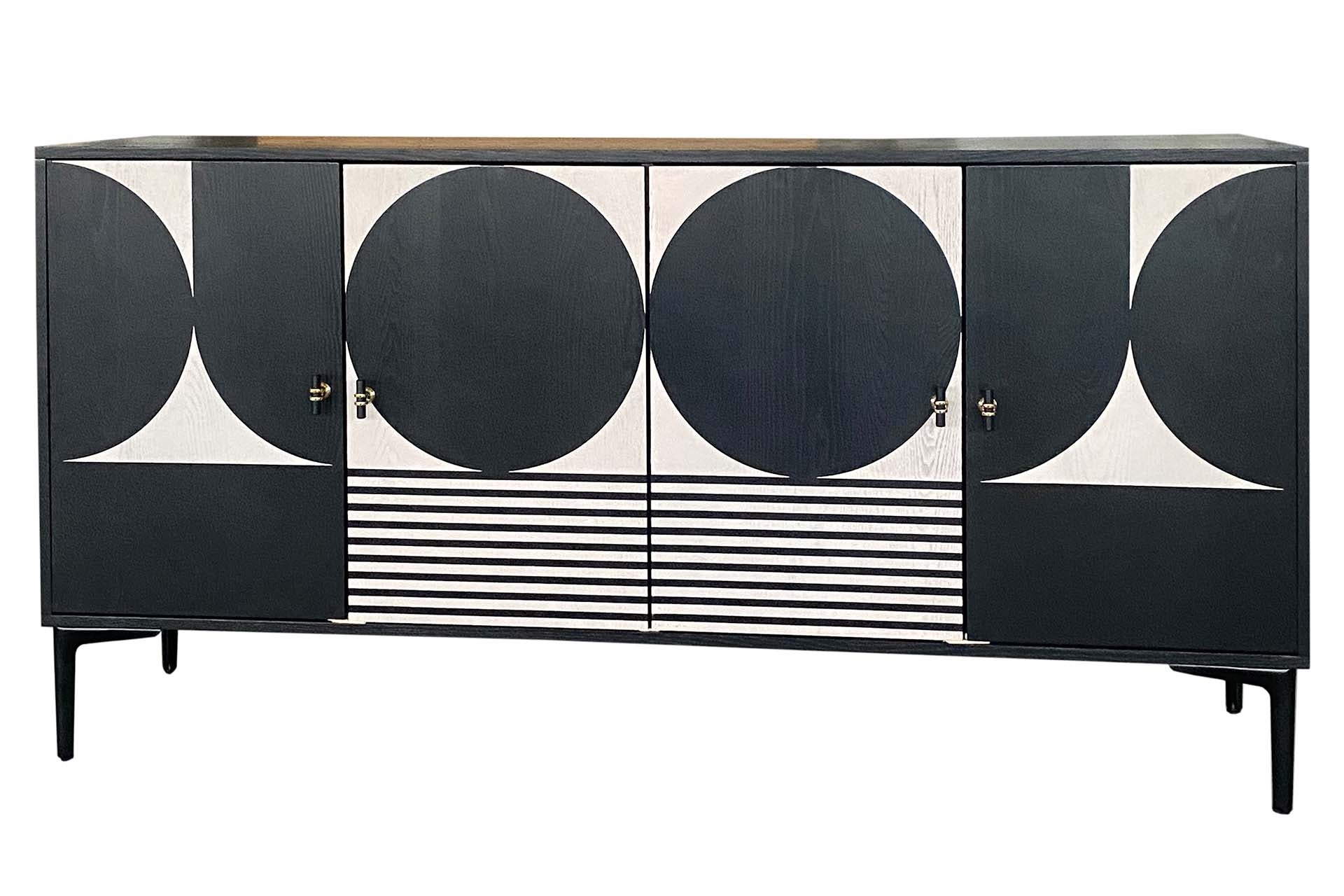 BLACK WHITE METAL MDF SIDEBOARD 160x40x80 CM
