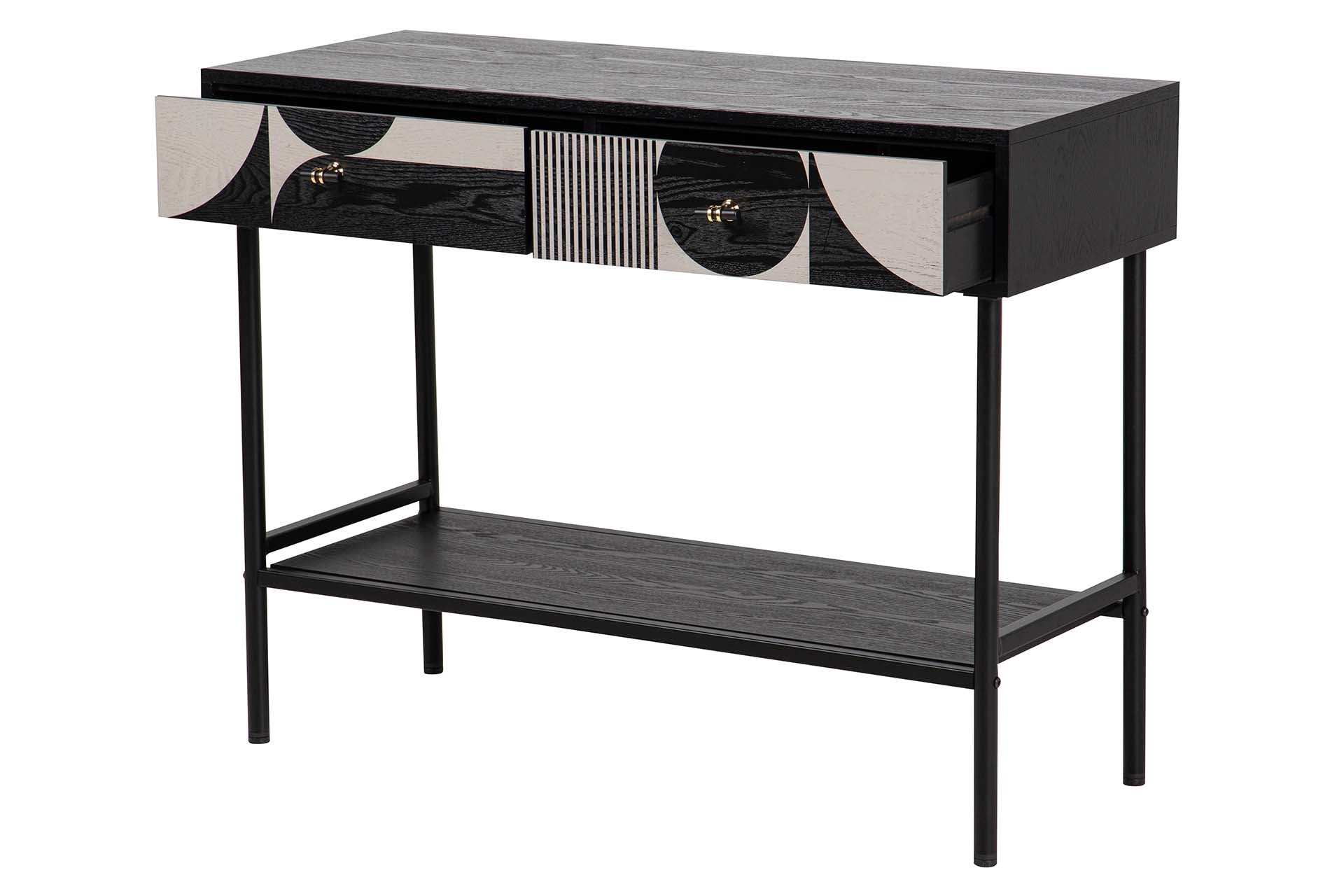 CONSOLA MDF METAL NEGRO BLANCO 100x40x77 CM