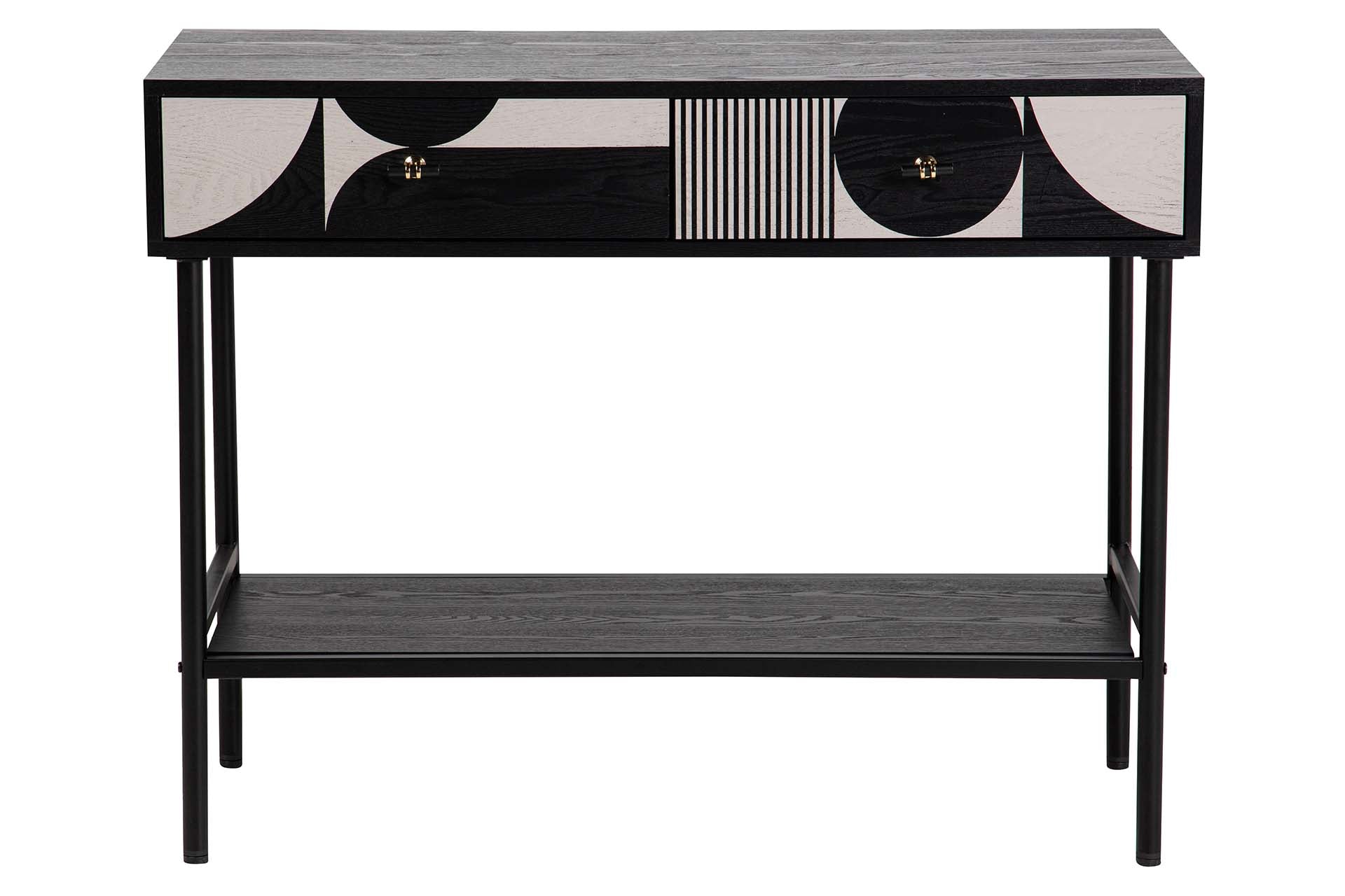 CONSOLA MDF METAL NEGRO BLANCO 100x40x77 CM