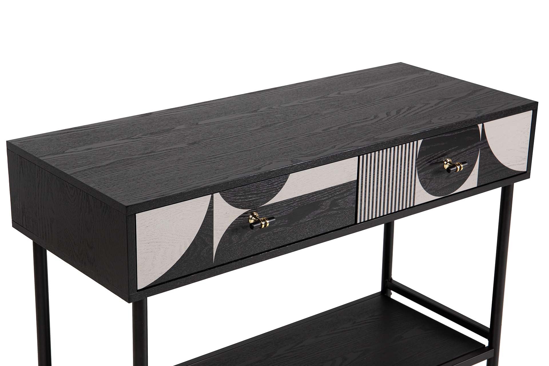 CONSOLA MDF METAL NEGRO BLANCO 100x40x77 CM