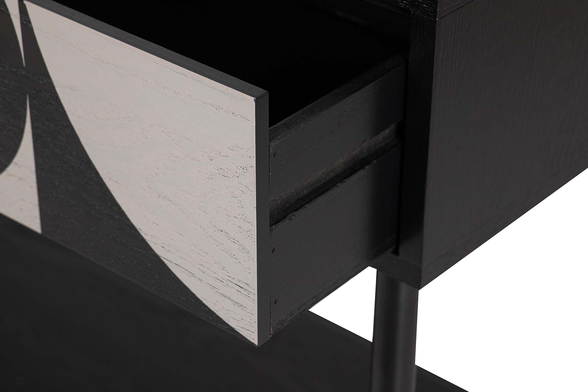 CONSOLA MDF METAL NEGRO BLANCO 100x40x77 CM