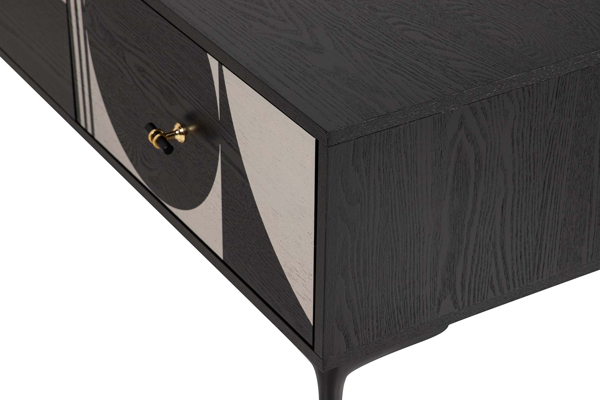 MDF METAL COFFEE TABLE BLACK WHITE 110x56x45 CM