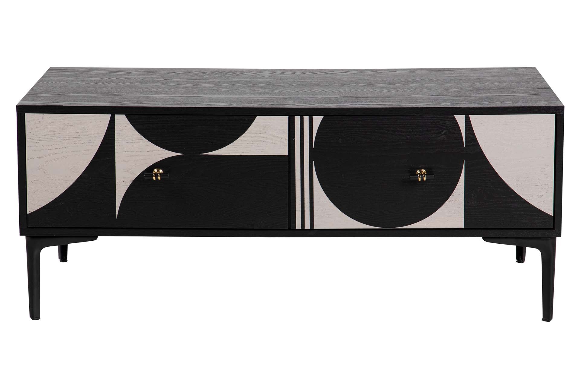 MDF METAL COFFEE TABLE BLACK WHITE 110x56x45 CM